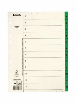 Pappersregister Servo A4 1-12, Mylarförstärkt, grön