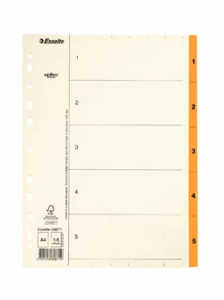 Pappersregister Servo A4 1-5, orange, 6-hålat, FSC