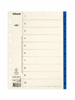 Pappersregister Timing Mega A4 1-10, plastflikar, blå