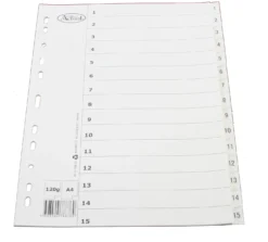 Pappersregister Timing Mega A4 1-15, transparent flik, 10 set