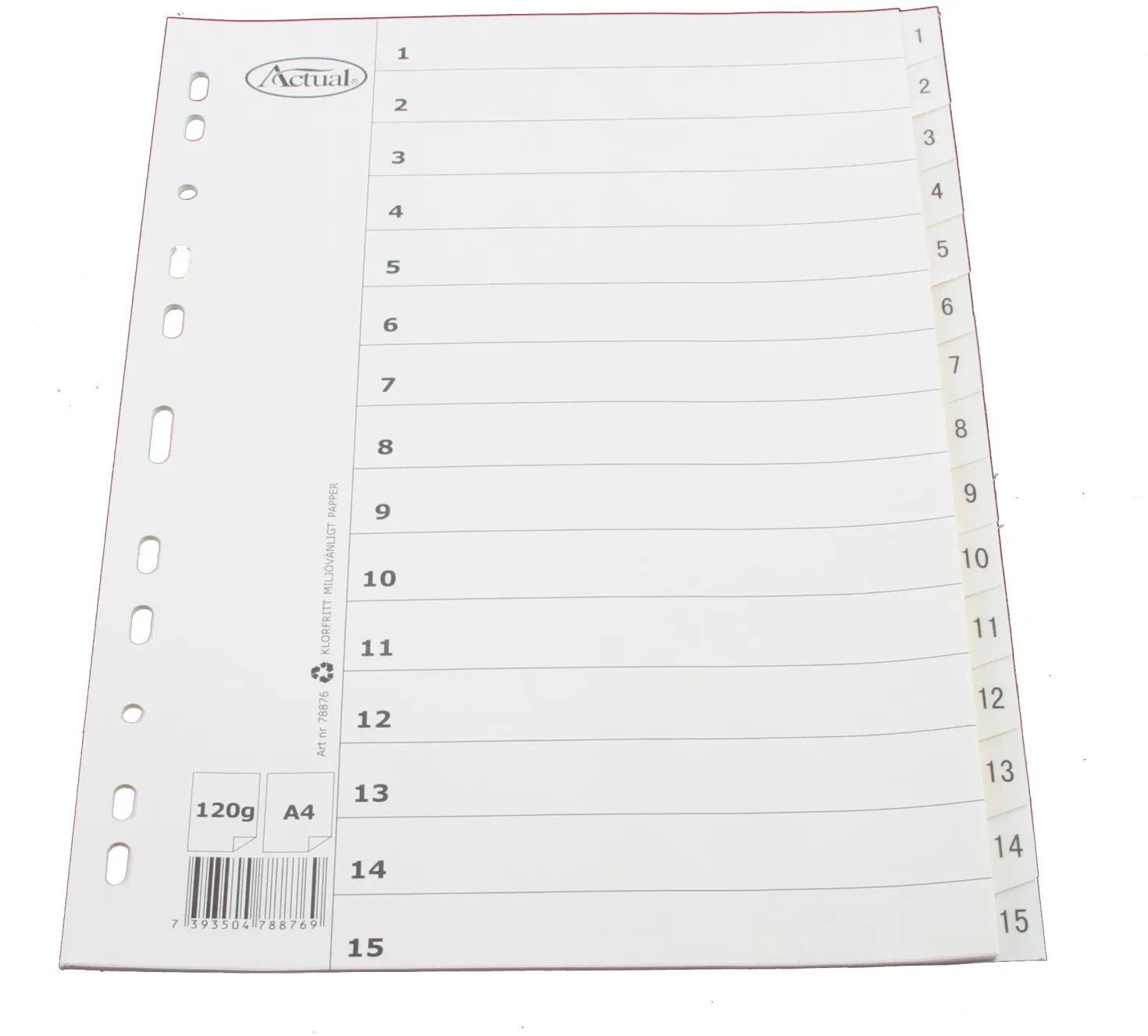 Pappersregister Timing Mega A4 1-15, transparent flik, 10 set