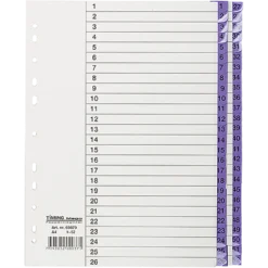 Pappersregister Timing Mega A4 1-52, lila, förstärkta flikar