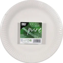 Papptallrik Papstar Pure, vit, 23 cm, 100 st