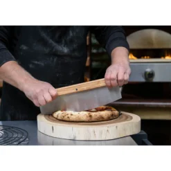 Pizzaskärare MUSTANG Lång, trähandtag, rostfritt blad