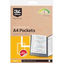 Plastficka 3L A4 Självhäftande, transparent, 50 st
