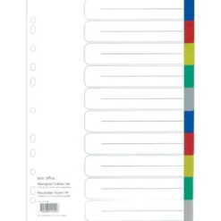 Plastregister BNT Office A4, 10 olikfärgade flikar