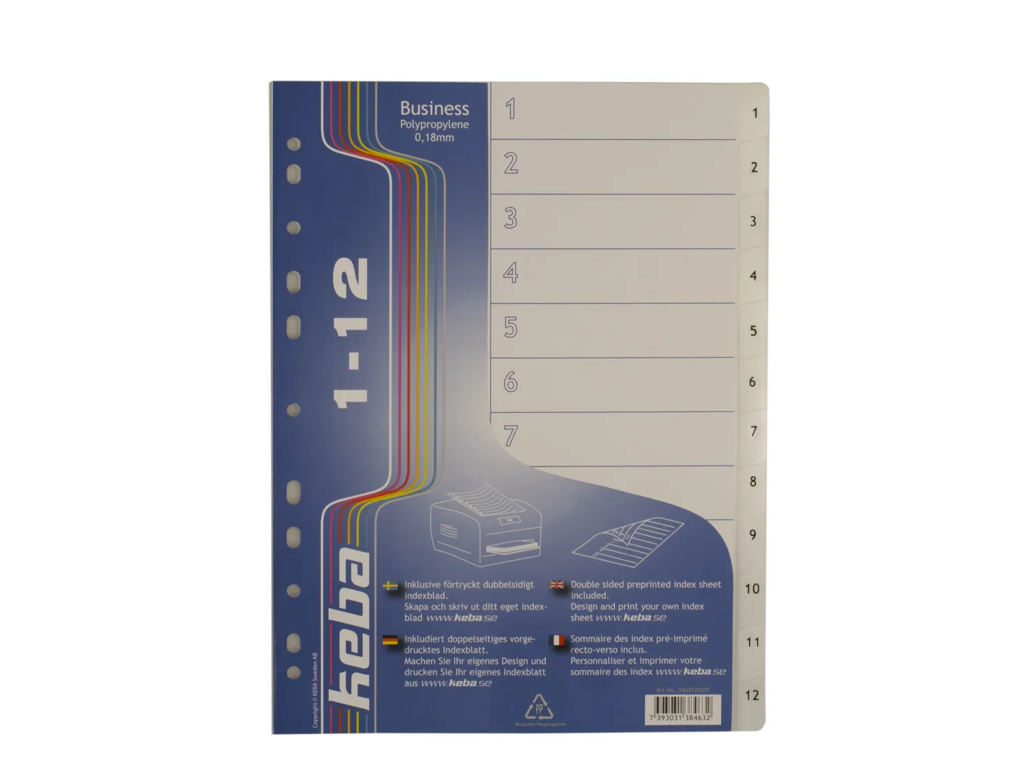 Plastregister Keba Business A4 1-12, transparent, PP