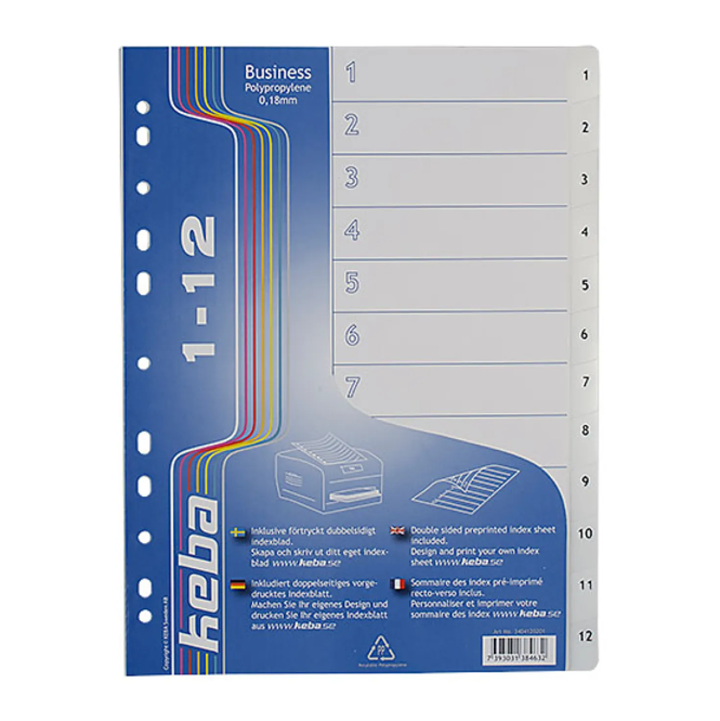 Plastregister Keba Business A4 1-12, transparent, PP