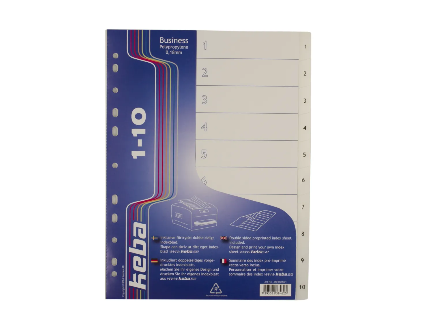 Plastregister Keba Business A4, 1-10 flikar, transparent