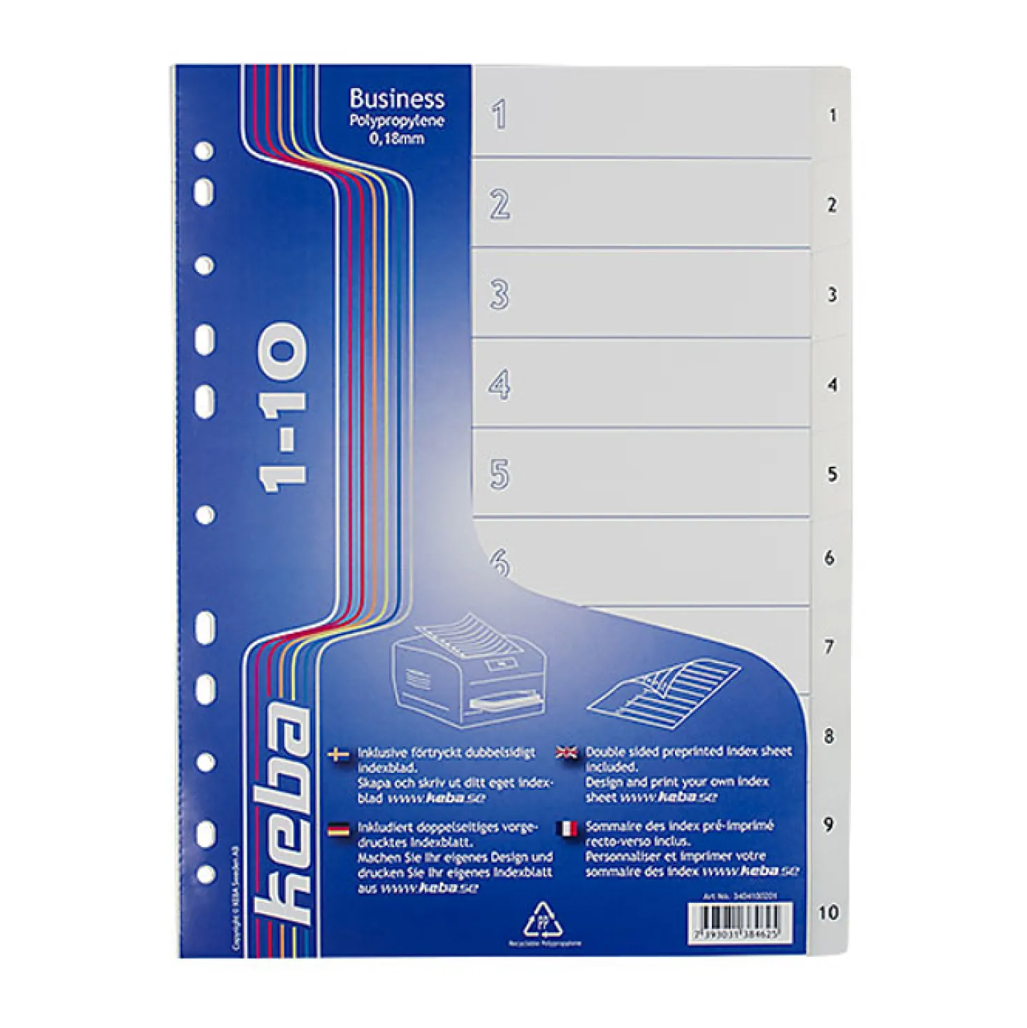 Plastregister Keba Business A4, 1-10 flikar, transparent