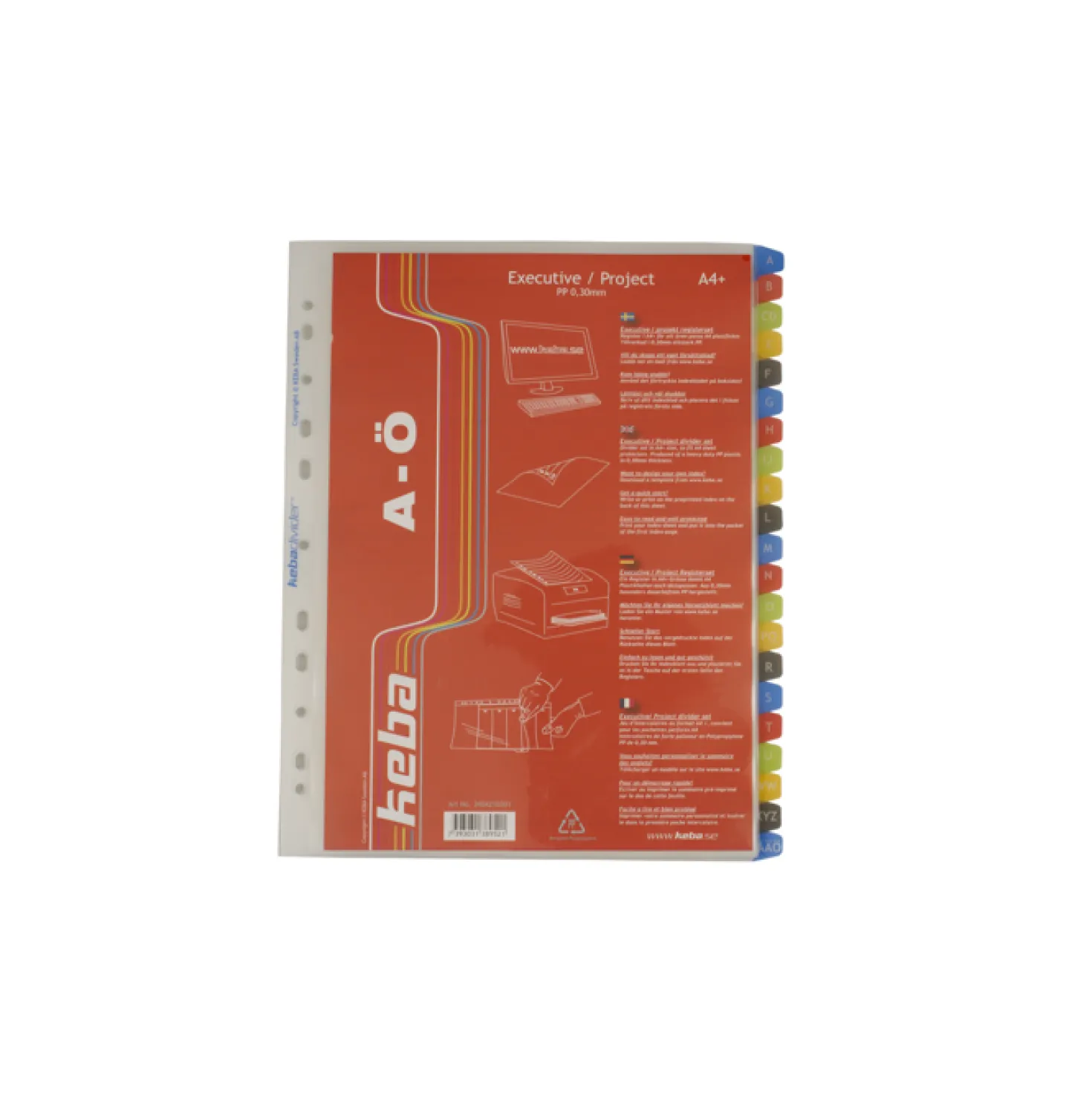 Plastregister Keba Executive A4+ A-Ö, transparent, 29 flikar