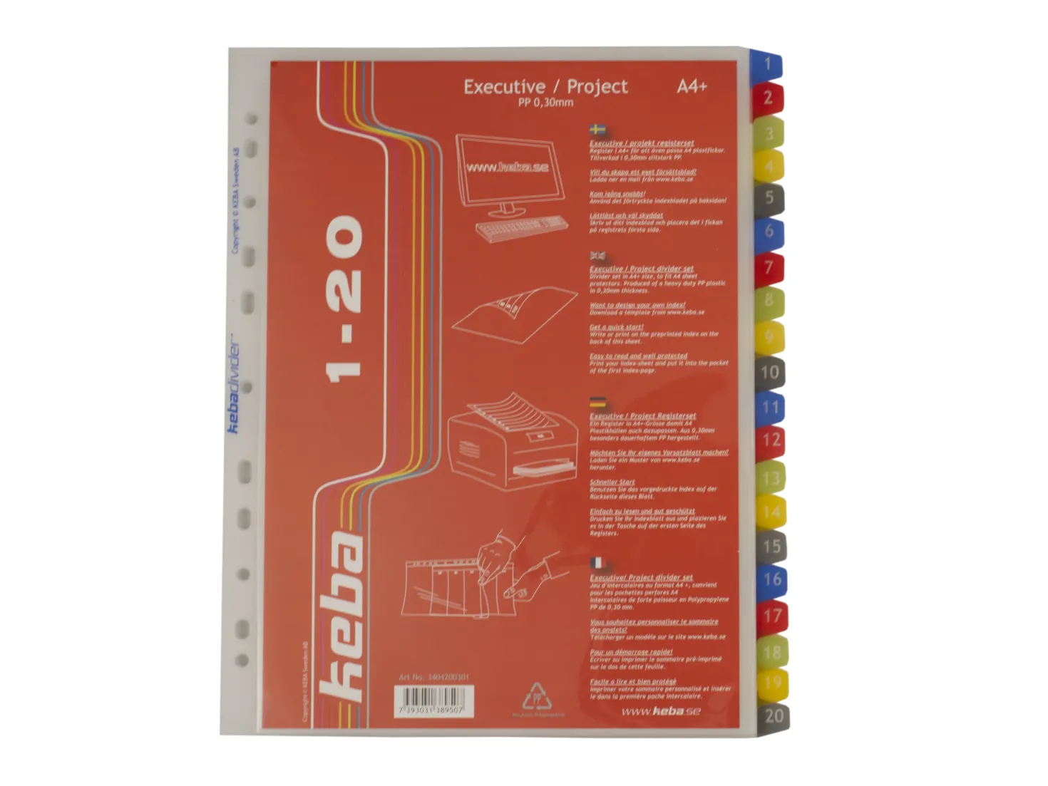 Plastregister Keba Executive A4+ 1-20, transparent