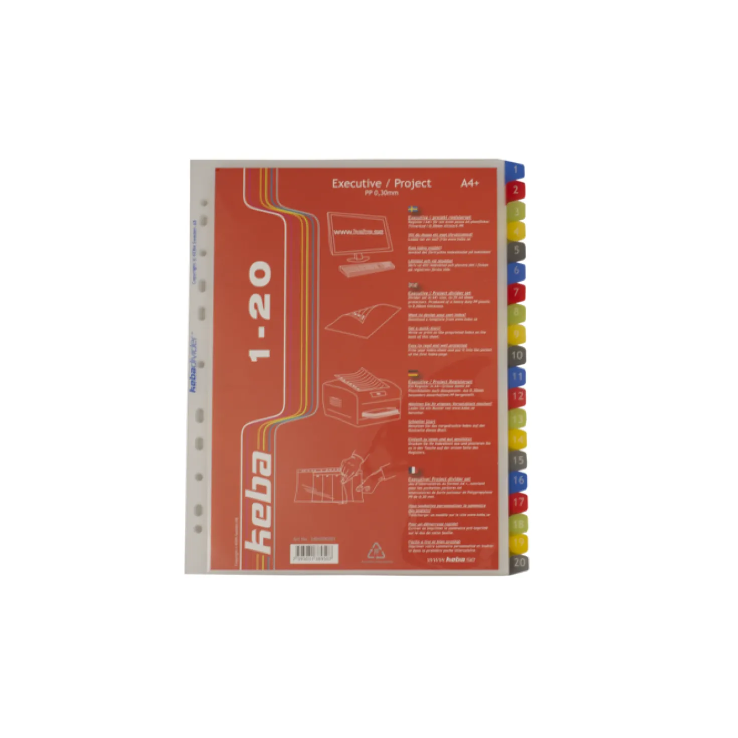 Plastregister Keba Executive A4+ 1-20, transparent