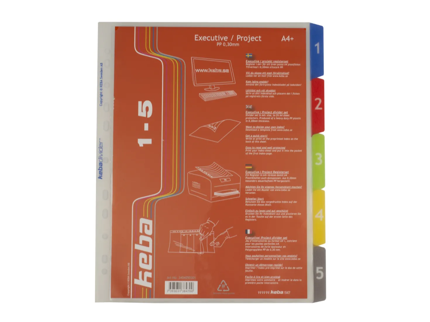 Plastregister Keba Executive A4+ 1-5, transparent, extrabredd
