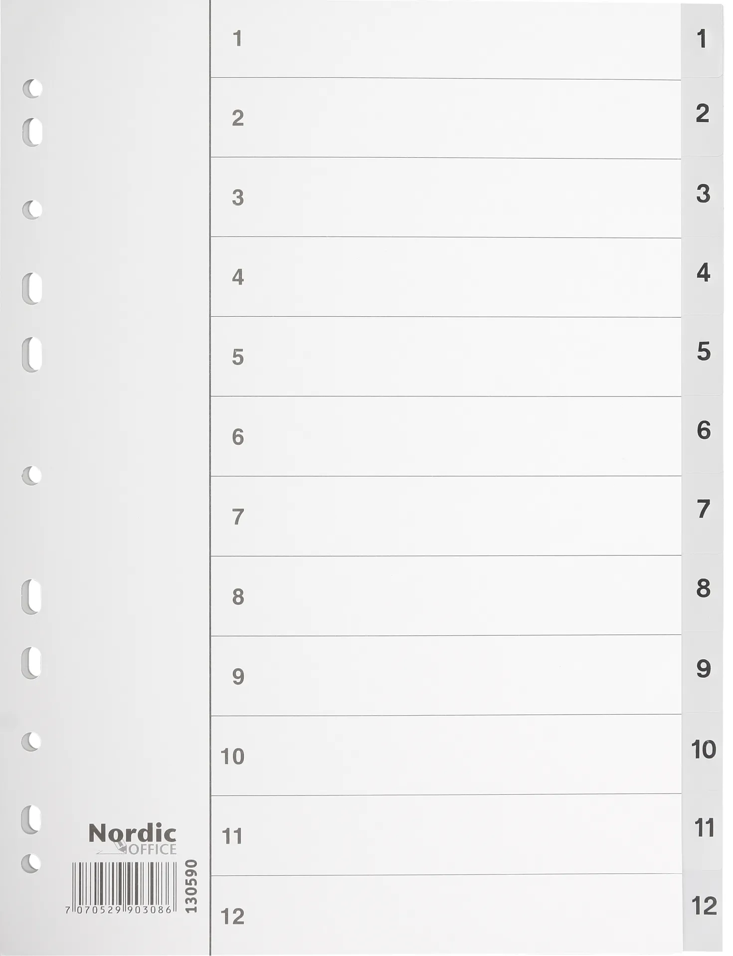 Plastregister Nordic Office A4 1-12, svarta flikar