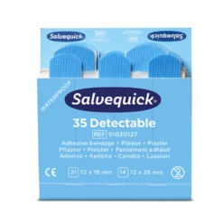 Plåster Salvequick Blue Detectable, metalldetekterbart, blå, 6 refill