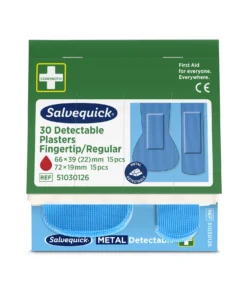 Plåster Salvequick Blue Detectable, metalldetekterbar, blå, 6 refill