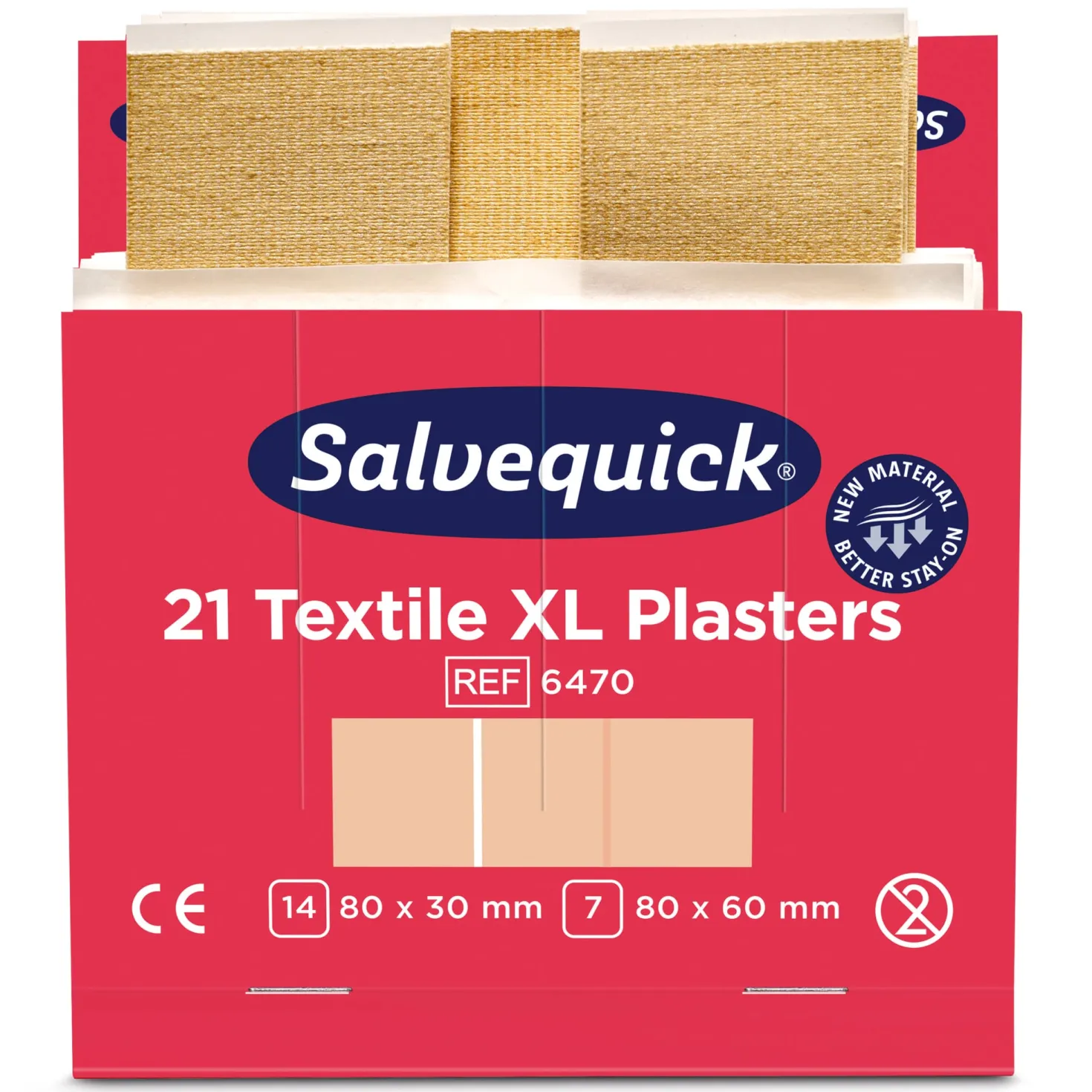 Plåster Salvequick Textil 6470XL Refill, XL, 6x21 st