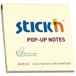 Pop-up Notes Stick n 76x76mm, gul, vattenbaserat klister