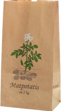 Potatispåse Kraftpapper 2 kg, våtstark, brun, 170x105x330 mm, 500 st