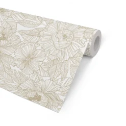 Presentpapper Hedlunds Pappersindustri Marquet Flowers, vit och guld, 57cm x 154m