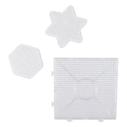 Pärlplattor Playbox, stjärna hexagon kvadrat, transparenta, 3-pack