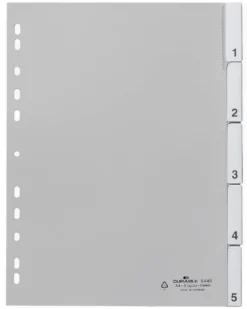 Pärmregister Durable 1-5, polypropylen, insticksflikar, A4
