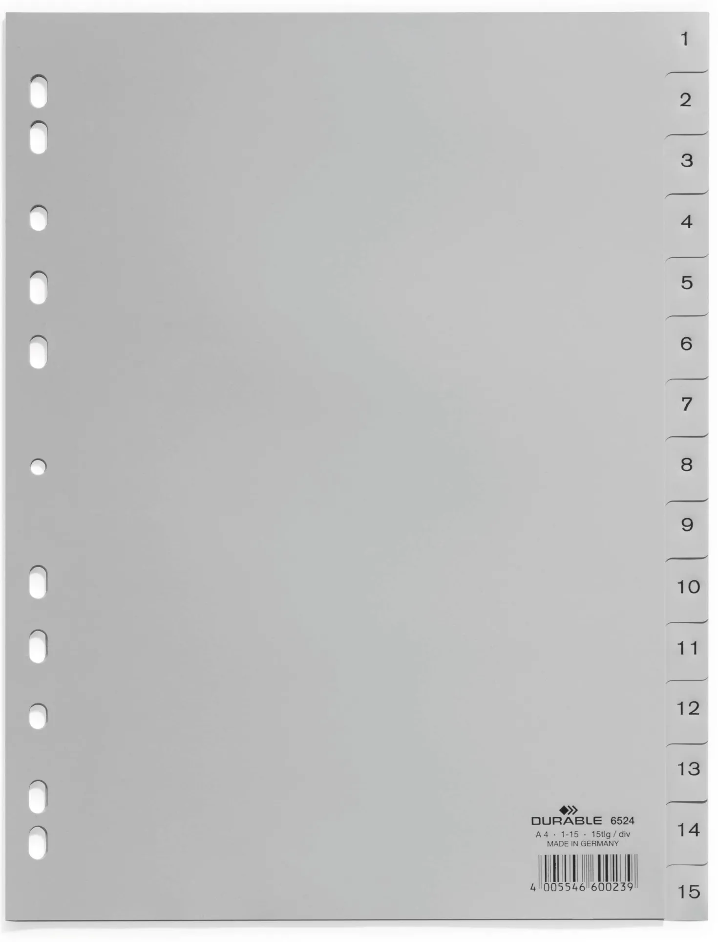 Pärmregister Durable PP 1-15, A4, 15 flikar