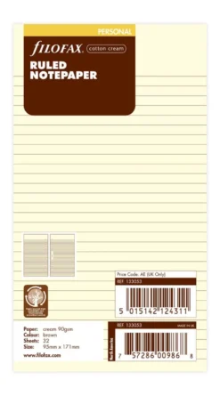 Refillblad Filofax Personal Linjerade, beige