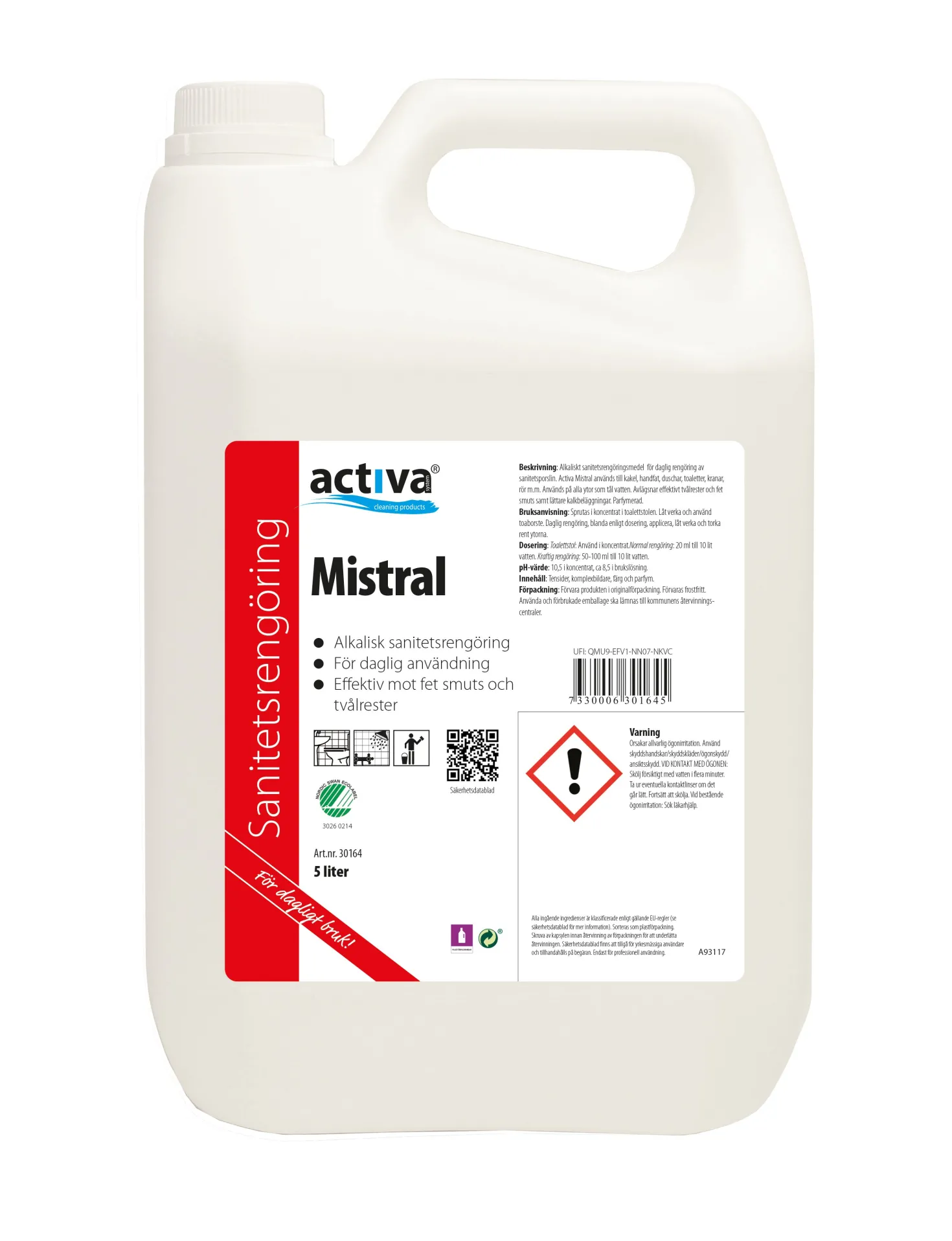 Sanitetsrengöring Activa Mistral Alkalisk, Svanenmärkt, 5L