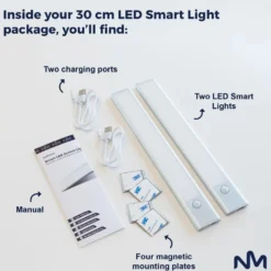 Sensorlampa Sunmatic LED Laddningsbar, silver, 30cm, 2-pack