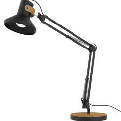 Skrivbordslampa Unilux Baya Bamboo LED, E27-sockel, svart