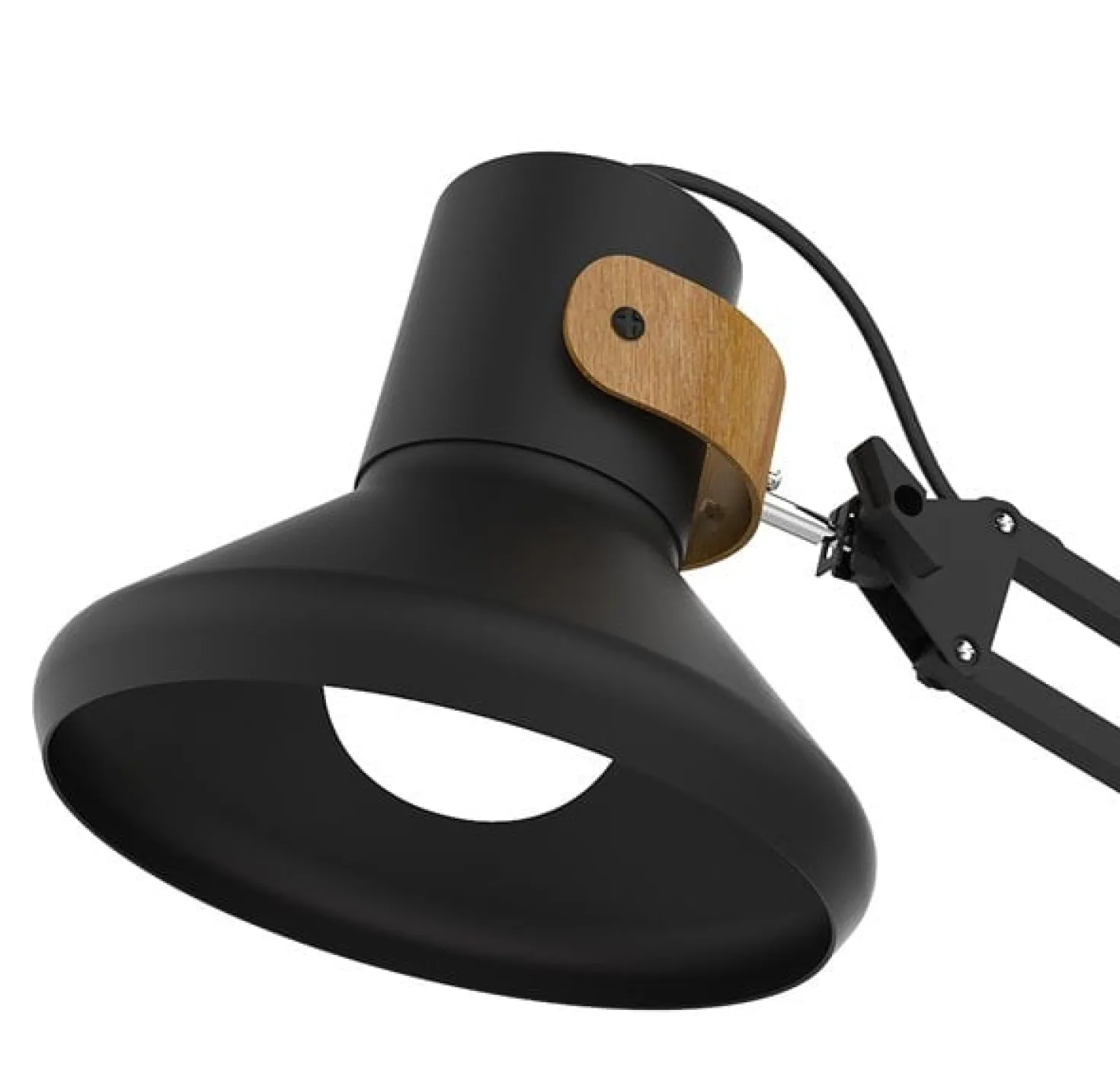 Skrivbordslampa Unilux Baya Bamboo LED, E27-sockel, svart
