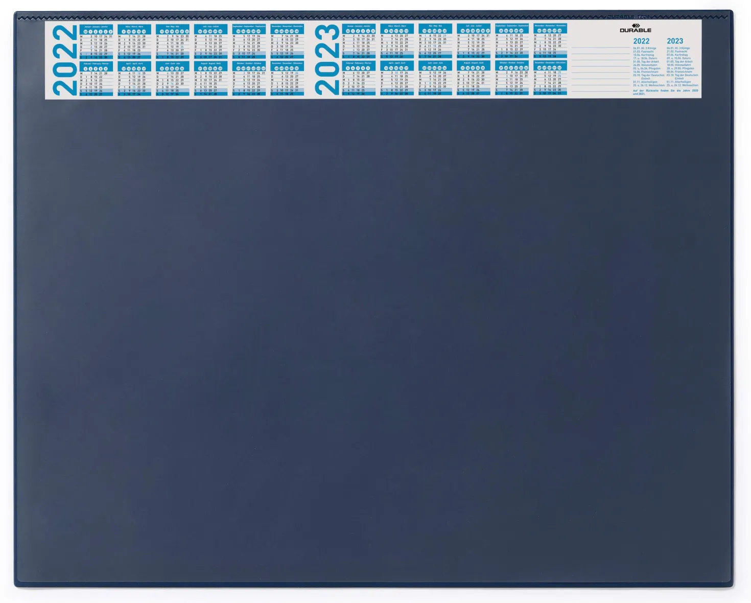 Skrivunderlägg Durable med årskalender, 65 x 52 cm, transparent klaff