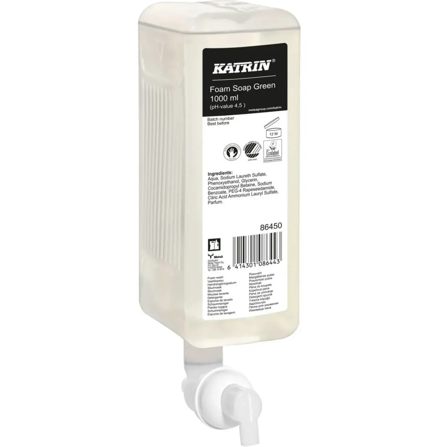 Skumtvål Katrin Foamwash, mild, 6 x 1L