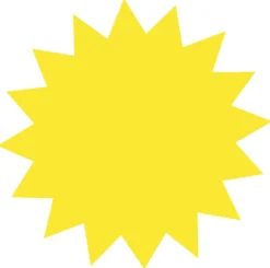 Skyltningsstjärna Fluorgul, Ø18 cm, dubbelsidig kartong, 25 st