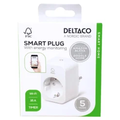 Smart Plugg Deltaco SMART HOME Energiövervakning, 16A