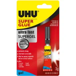 Snabblim UHU Super Ultra Fast Gel, droppfri, 3 g