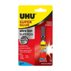 Snabblim UHU Super Ultra Fast Gel, droppfri, 3 g