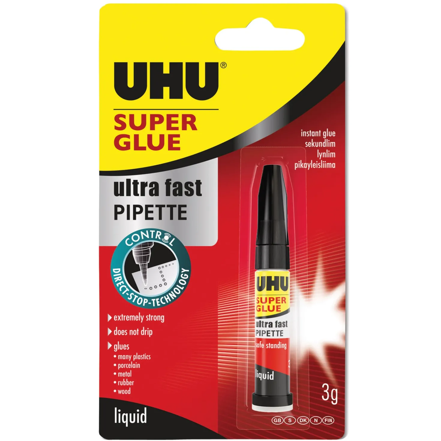 Snabblim UHU Super Ultra Fast Pipette, 3g