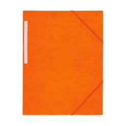 Snoddmapp A4 orange, prespankarton, 3 klaffar, gummisnoddar