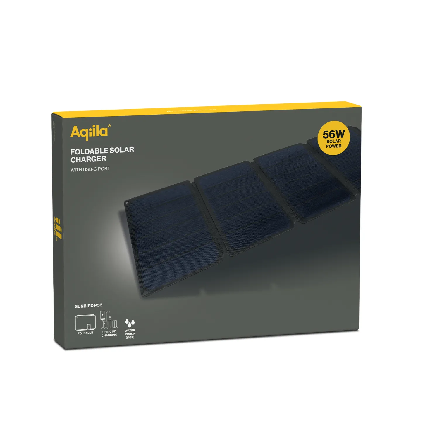 Solcellsladdare Aqiila Sunbird P56, 56W, vikbar, IP67