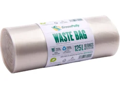 Sopsäck BioBag GreenPolly Transparent, knythandtag, 125L