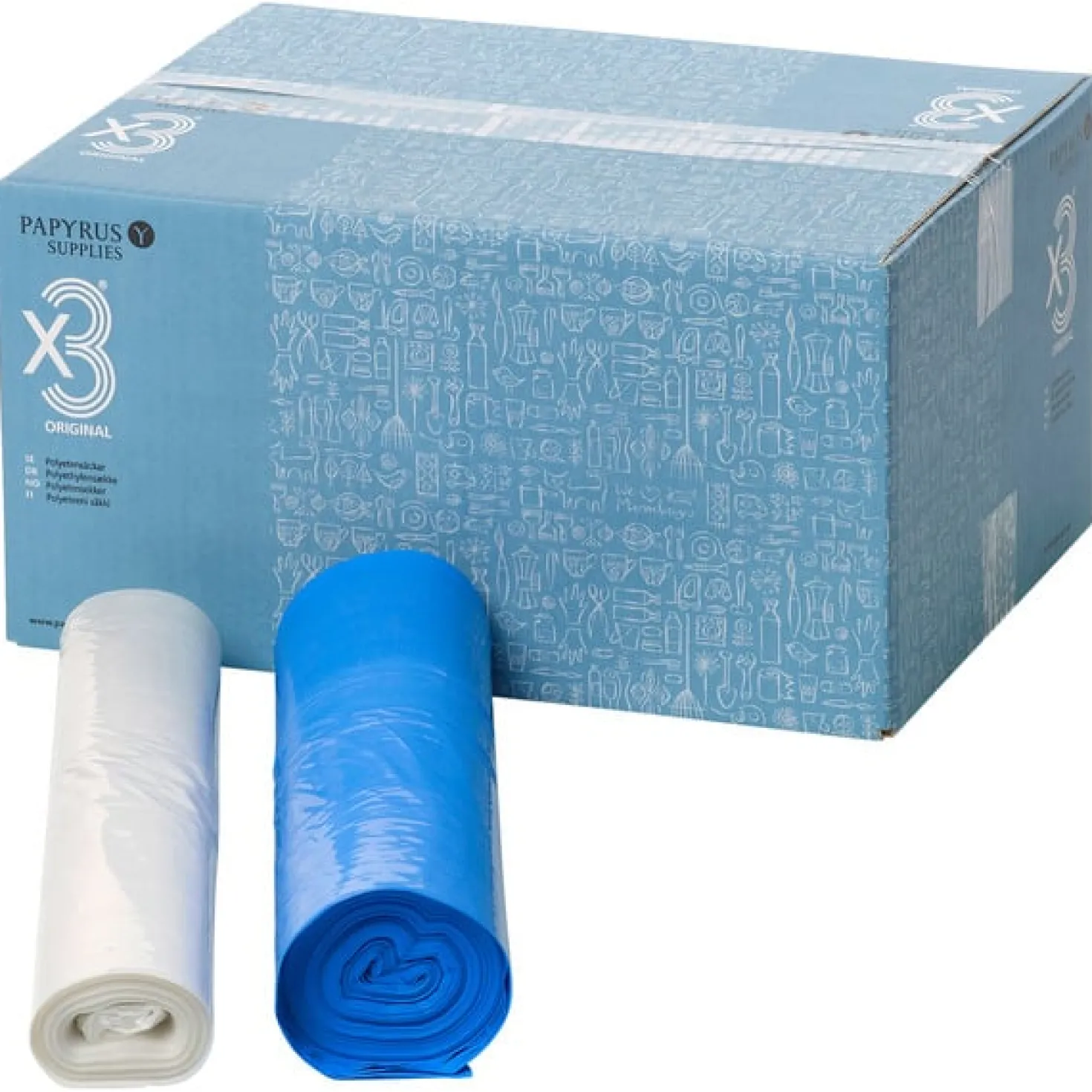 Sopsäck Polynova X3 Polyeten, 210L, blå, 10/rulle