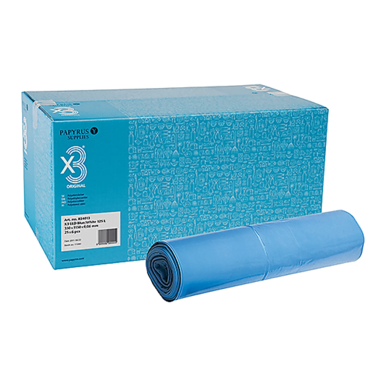 Sopsäck Polynova X3 Polyeten, 210L, blå, 10/rulle