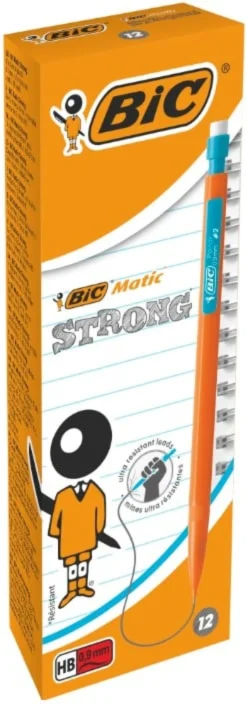 Stiftpenna Bic Matic 0,9 mm HB, orange, inbyggt sudd