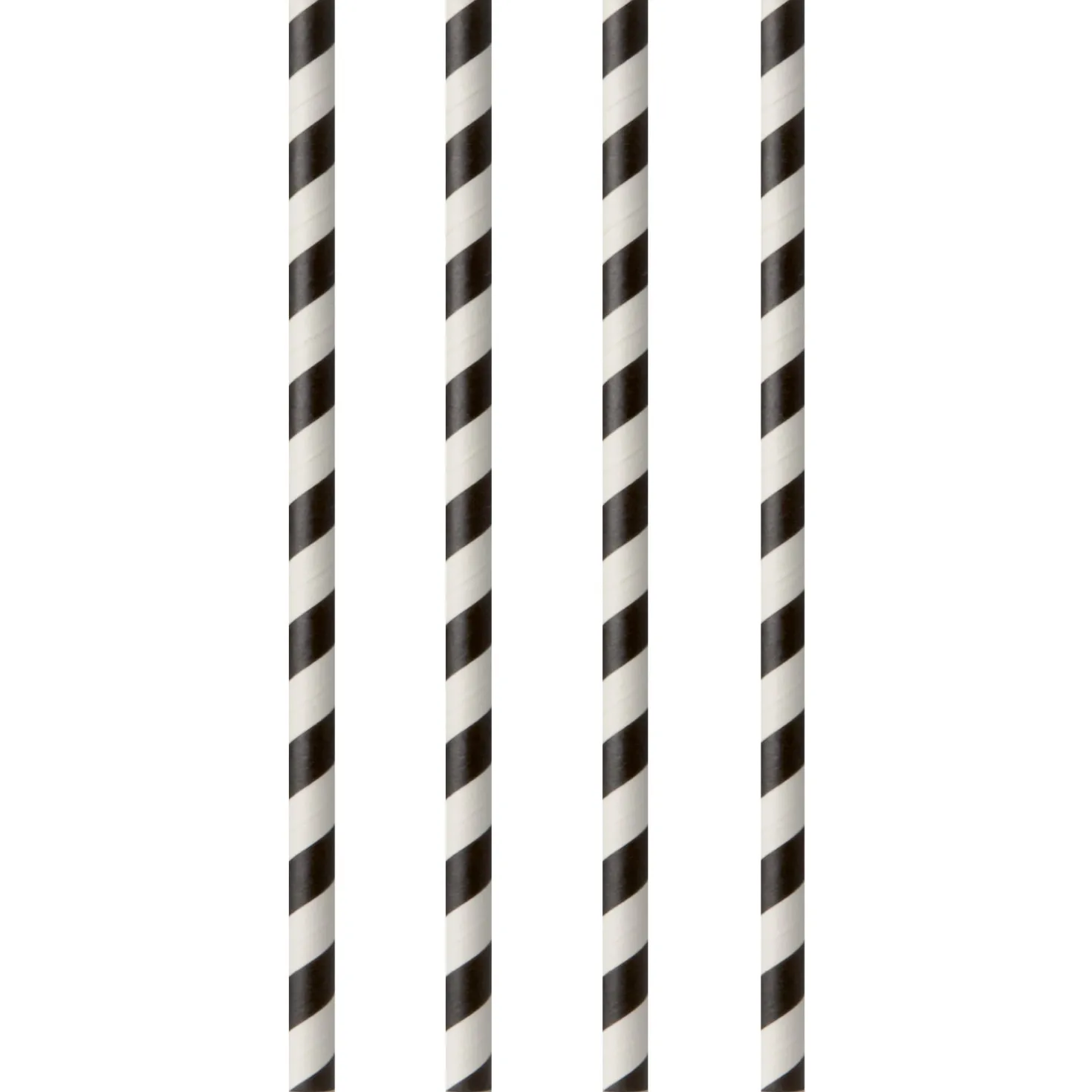 Sugrör Papstar Pure Randig, papper, vit/svart, 20 cm, 100 st