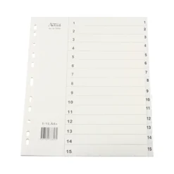 Systemregister Timing Plus A4+ 1-15, plastförstärkta flikar, multihål
