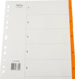 Systemregister Timing Plus A4+ 1-5, plastflikar, grå