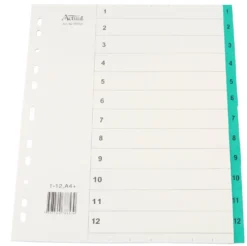Systemregister Timing Plus A4+ 1-12, plastförstärkta flikar, multihål